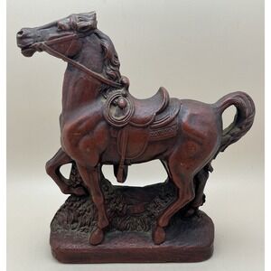 Vintage Syracuse Ornamental Co. "Syroco Wood" Saddled Horse Bookend